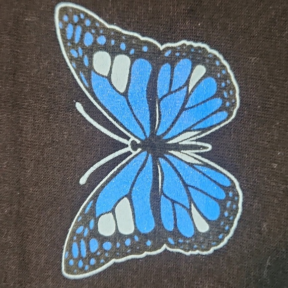 Eighty Eight Brand Black Cotton Butterfly Crew Neck Longsleeve Womens Shirt - Picture 2 of 4